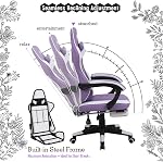 JKOOK Gaming Chair with Footrest, Multifunctional Desk Chair with Linkage Armrest, PU Leather, Video Game Computer Chairs with Lumbar Support, Study,Game,Office,JK08 (Purple)