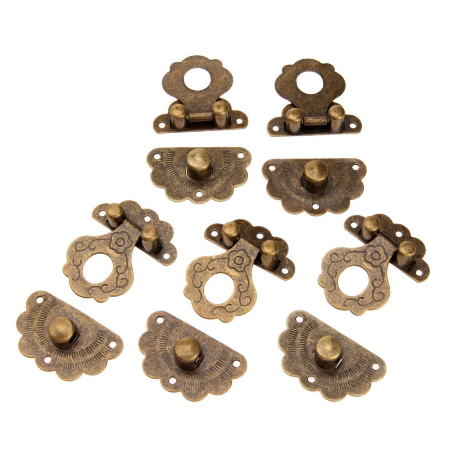 Hasp, 5 sztuk 40x36mm Vintage Hardware Antyczny mosiądz Hasps Dekoracyjna biżuteria Prezent Drewniane pudełko Hasp Retro Walizka Zatrzask ze śrubami
