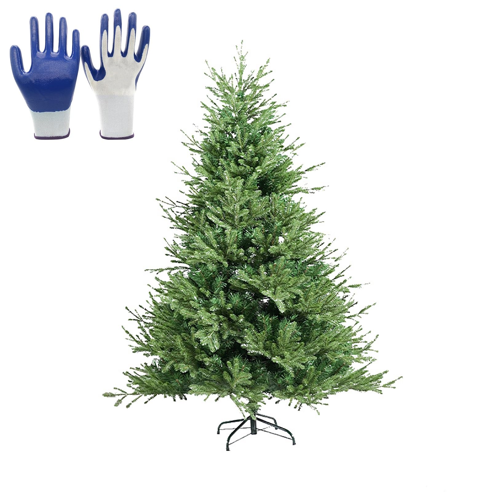 Árbol de Navidad Artificial de PVC Verde, Arboles de Navidad con Bisagras de Primera Calidad con Patas de Metal, para Decoración de Fiestas en el Hogar y la Oficina(180 cm/6 ft)