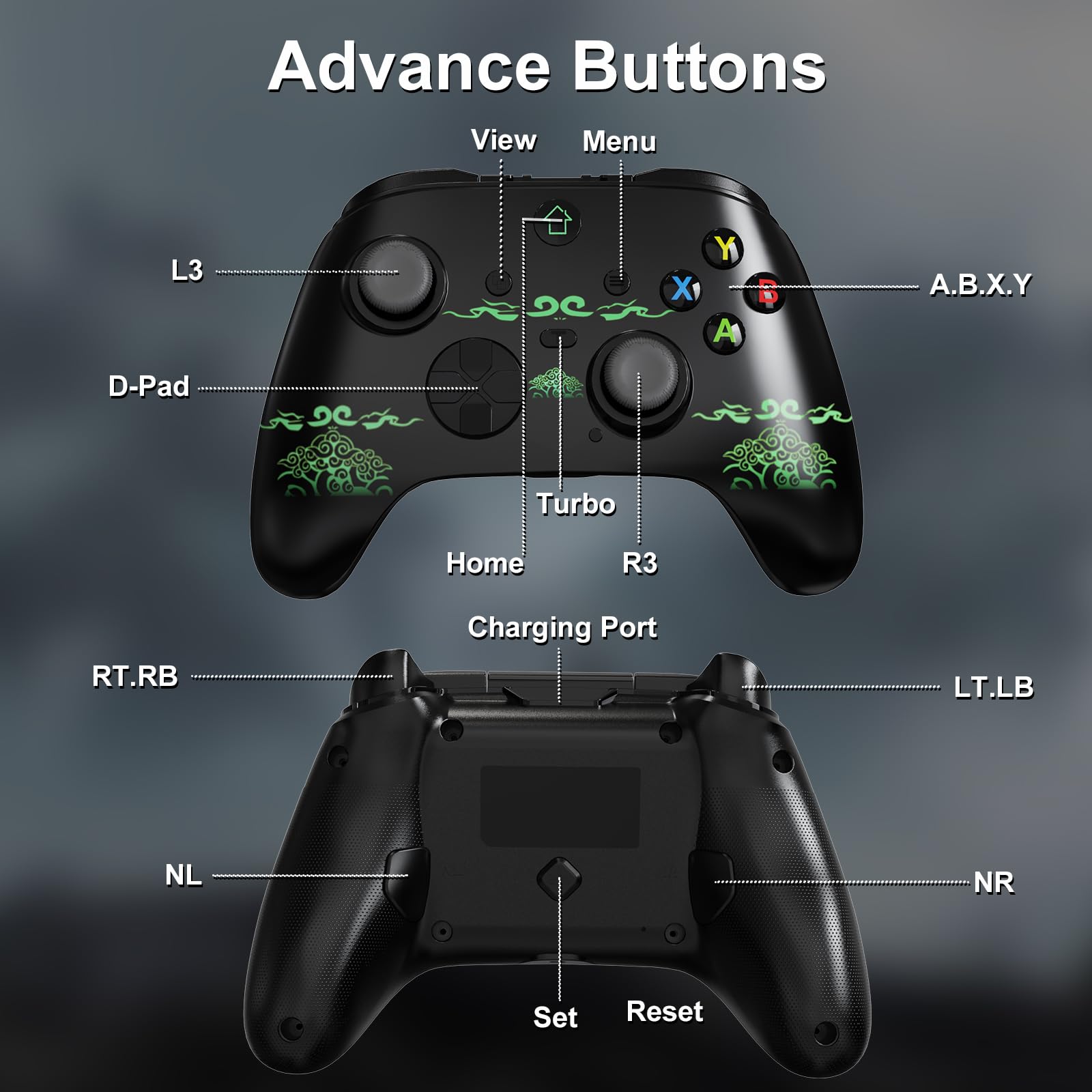 Wired X box 1 Controller with 3M Cable, USB PC Gamepad with Programming Buttons, Turbo, LED Light & Audio Jack, Firmware Upgrade Required for X box One Host - 2