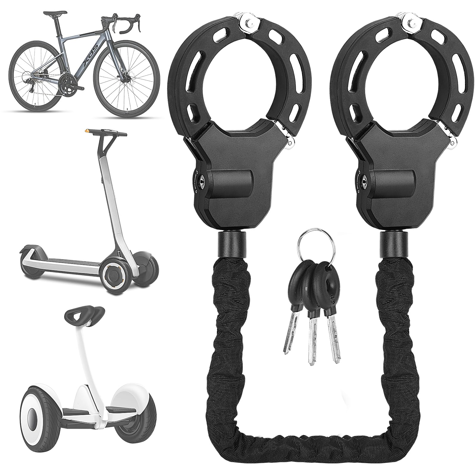 KOMABLEN Candado Patinete Electrico, Candado Bicicleta Antirrobo, Resistente Candado para Moto, Candado Esposas Bike Lock para Scooters, Bicicletas, Serrure à menottes pour scooter électrique