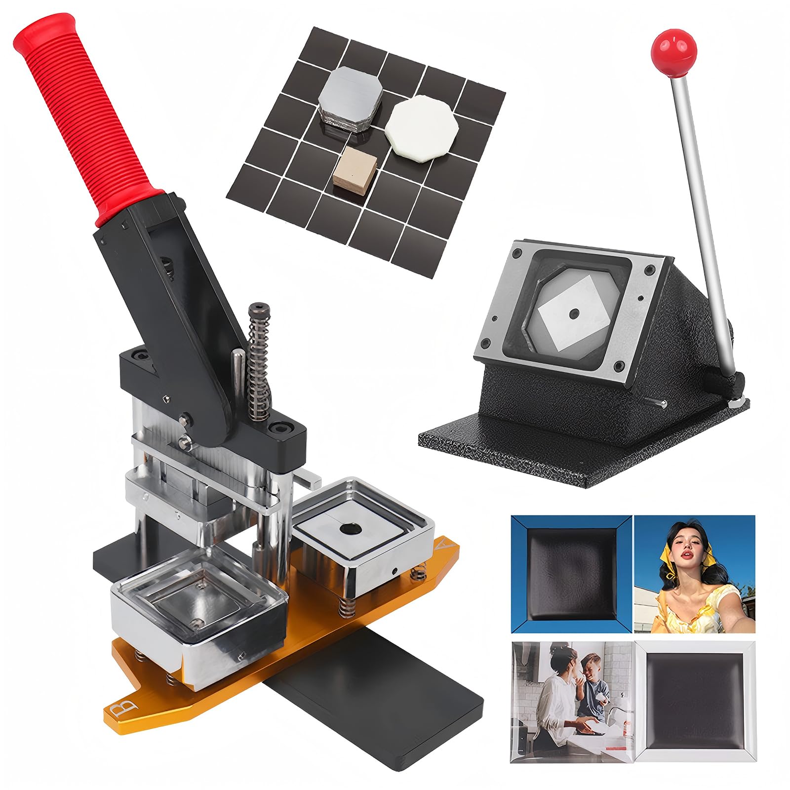 MYUYEE Fridge Magnet Maker Machine Square Kit, Diy Photo Refrigerator Sticker, With Paper Cutter & 100Pcs Materials
