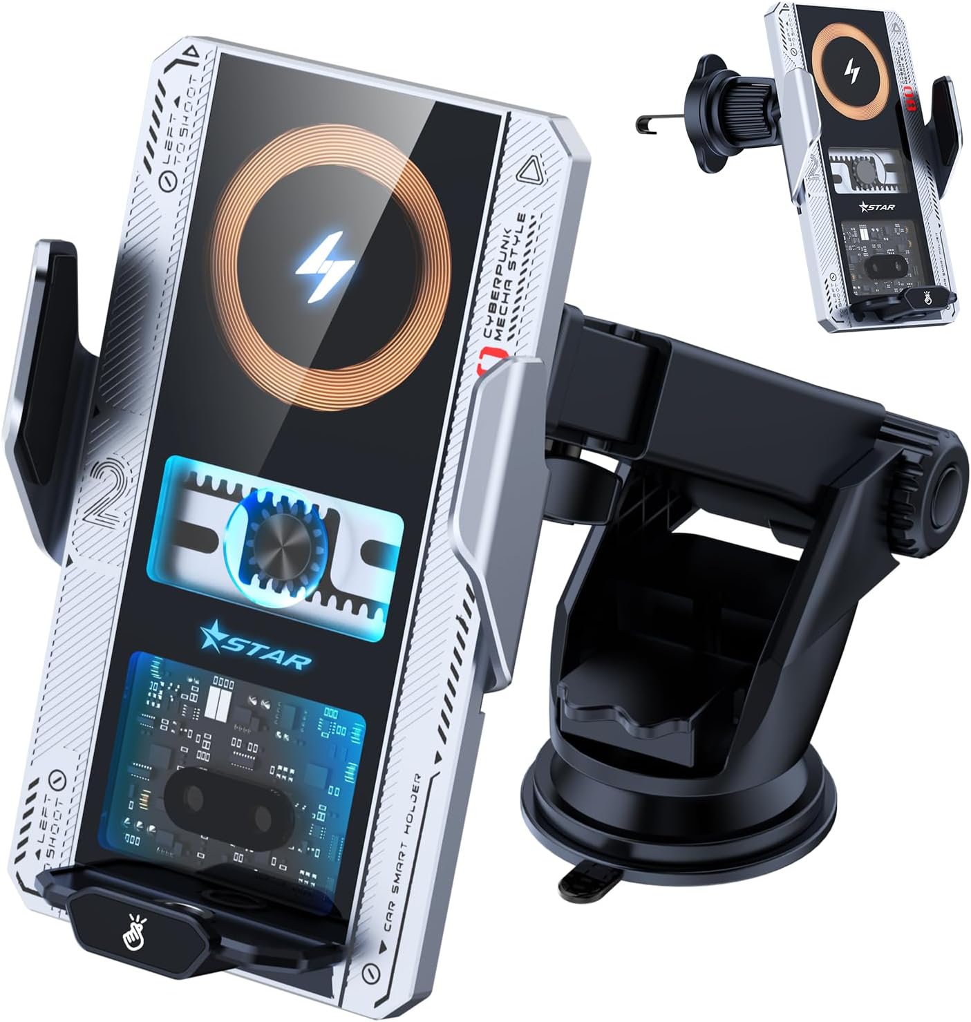 Wireless Car Charger with Phone Holder Mount 15W Fast Car Charger Auto Clamping Phone Holders for You Car Windshield Dashboard Air Vent Accessories for iPhone 13 Pro Max15141211Samsung Galaxy Googl