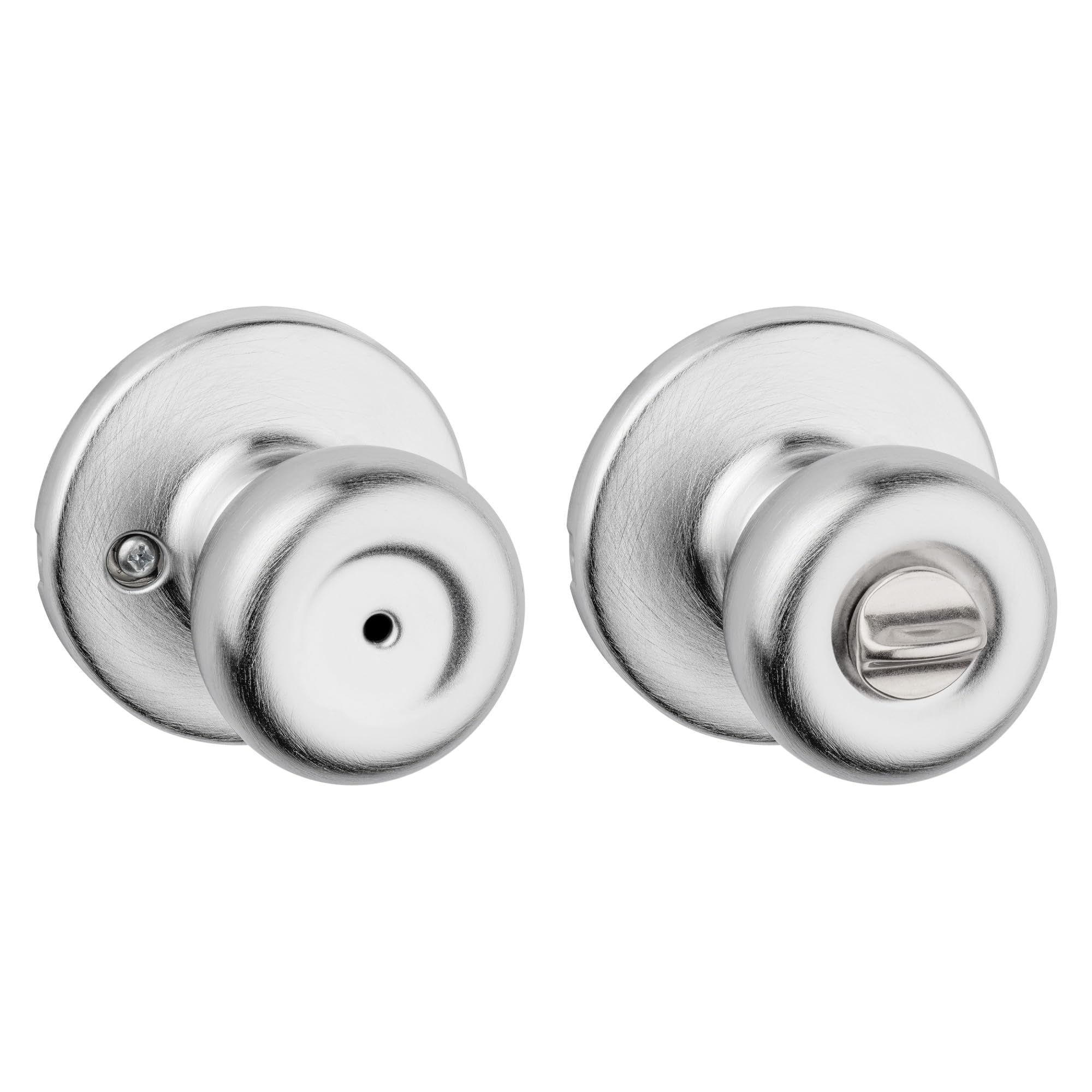 Kwikset Tylo Interior Privacy Door Knob with Lock, Door Handle For Bathroom and Bedroom, Satin Chrome Keyless Turn Lock Doorknob