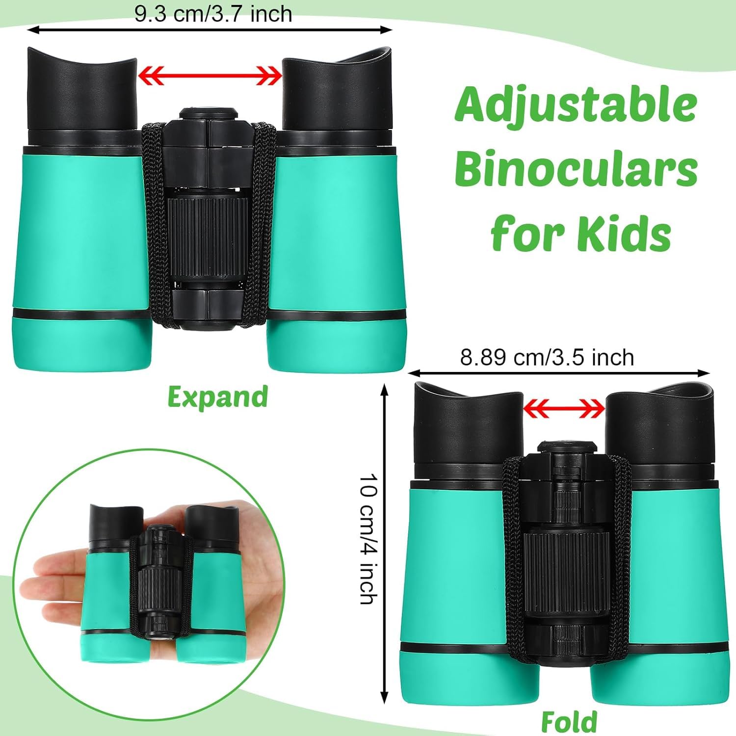 Juego de 8 prismáticos para niños, a prueba de golpes, plegables, mini prismáticos compactos con brújula, lupa para niños de 3 a 12 años, observación de aves, campamento, juegos al aire libre 2