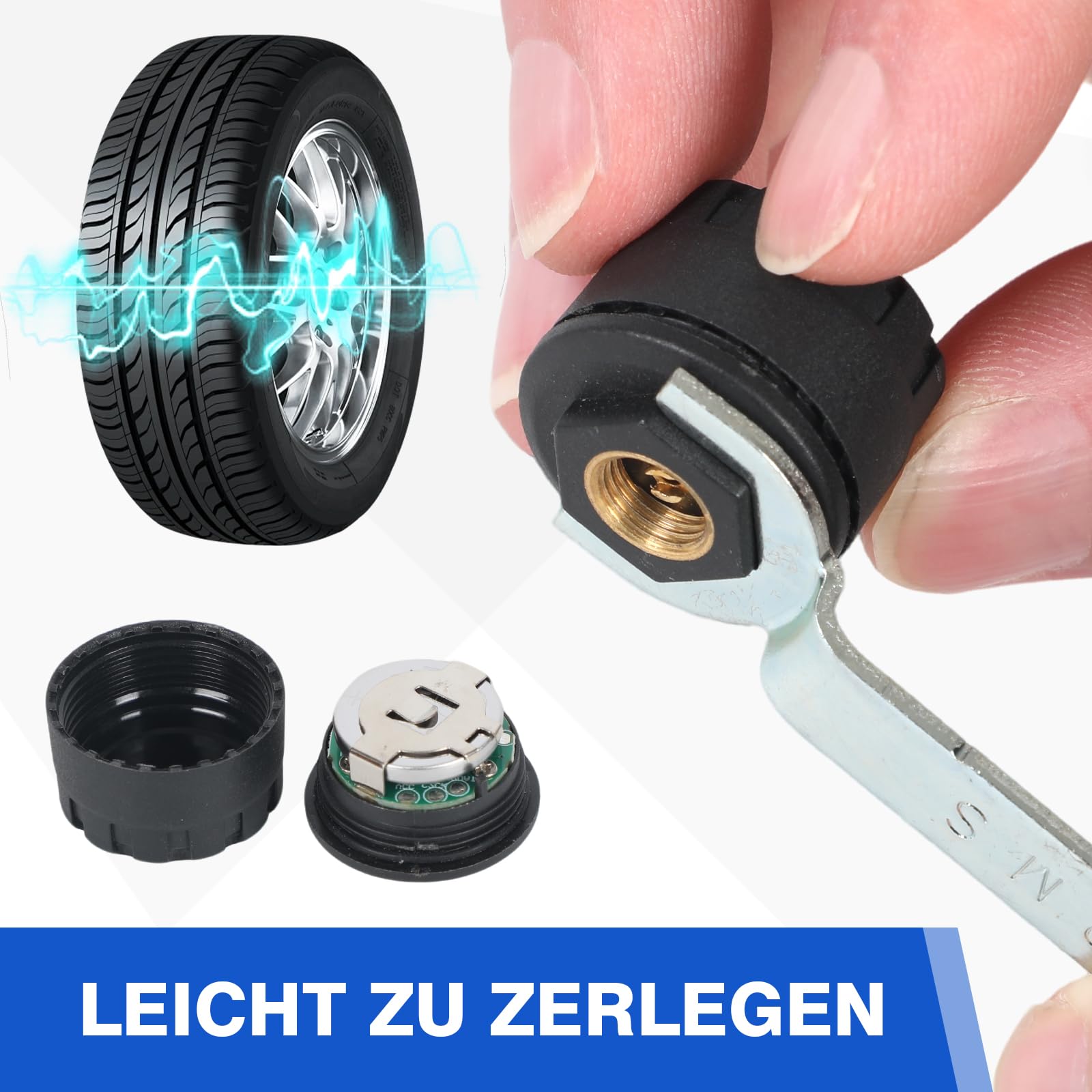 Bluetooth Reifendruckkontrollsystem mit Externen Sensoren, Motorrad TPMS Reifendruck und Temperatur Monitor, Reifendrucksensor Reifen Sensor APP für Autos, Motorräder, ATVs, Pickups (2 Stück)