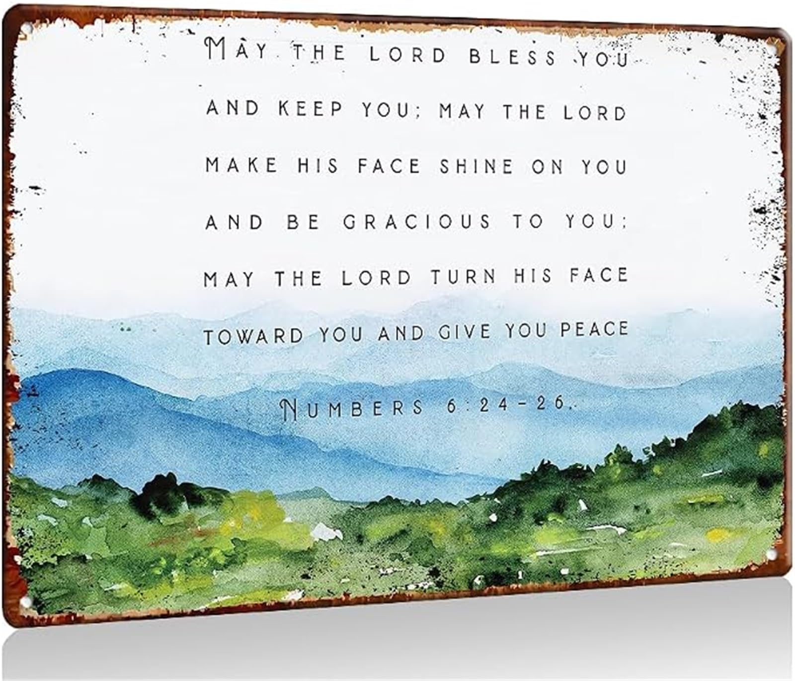 XHAJCSJWGD Numbers 6 24 26 Scripture Metal Tin Sign May the Lord Bless You and Keep You Wall-Art for Living Room 8 X 12 in