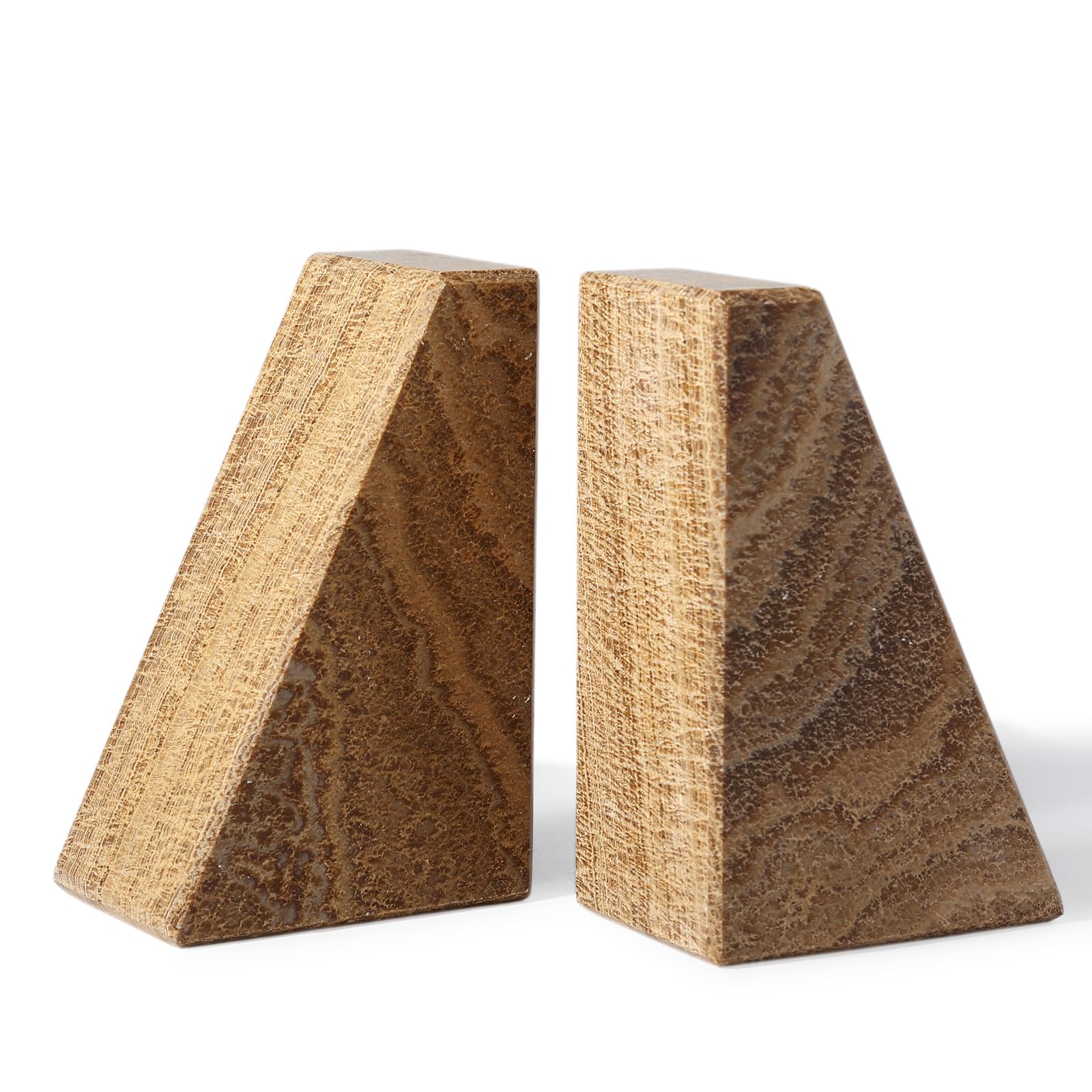 Karibiber Marble Bookends for Heavy Books, Decorative Book Ends for Shelves, Unique Marble Stone Durable and Heavy Book Ends for Hardback Books &amp; CDS, Book Stopper/Holder, Set of 2(Moca Jade)
