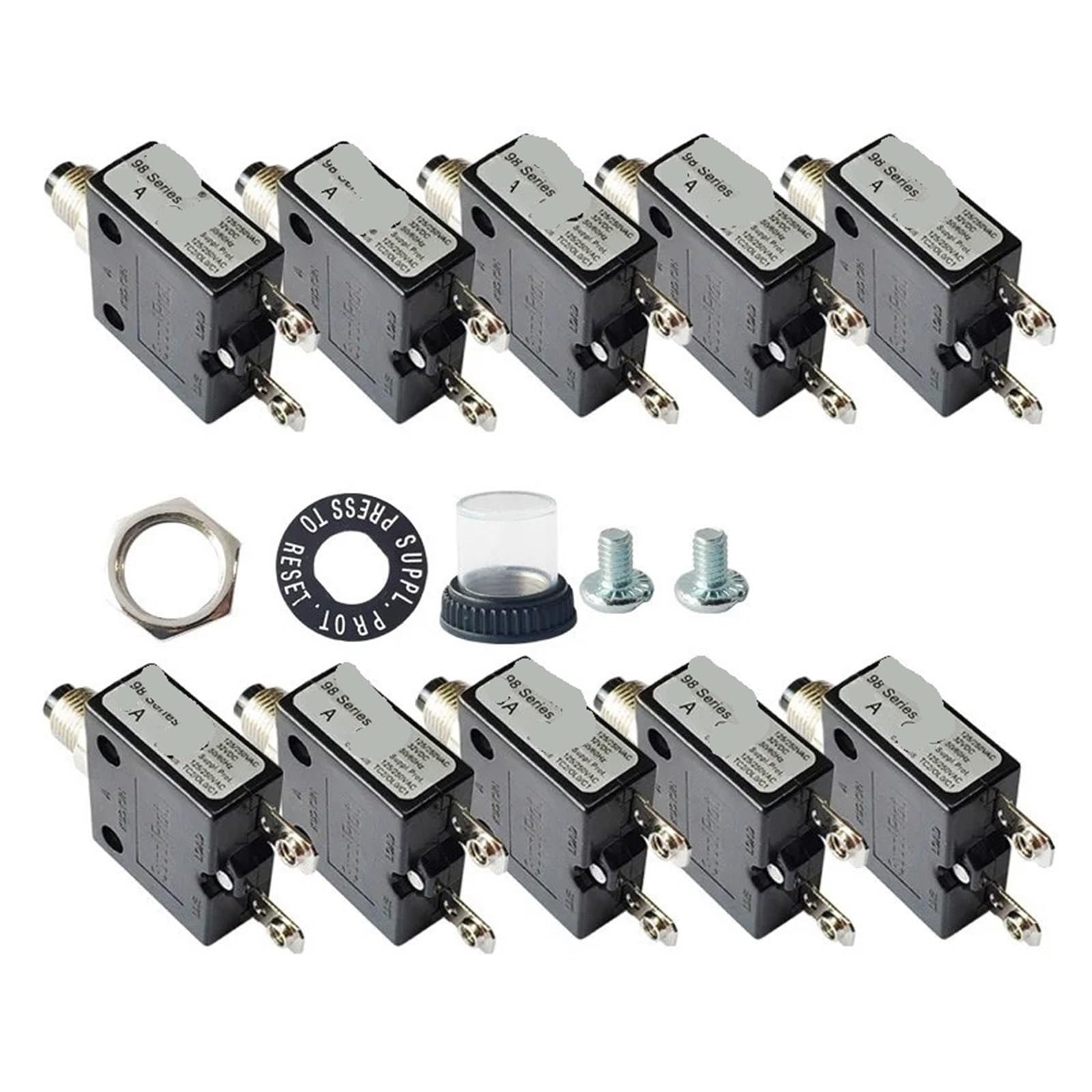 VXAXPOHZA 10 PCS 98 Series 50A 250V Thermal Overload Protector Switch Reset Manual Circuit Breaker Switch (5A)