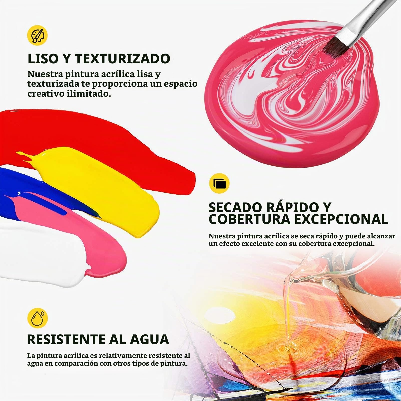 Magicfly Set de Pinturas Acrílicas, 14 Colores 280 ml, Pintura Acrílica Permanente para Manualidades, Lienzos, Madera, Piedras, Cerámica, para Adultos, Artistas