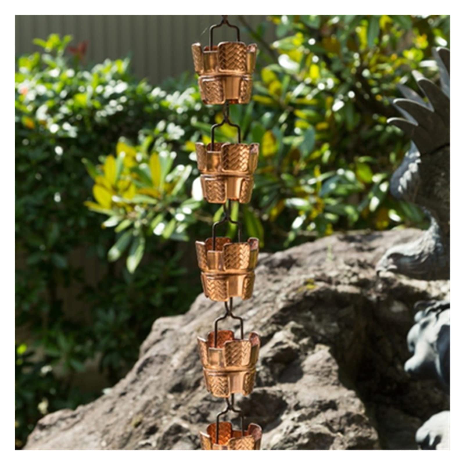 YNBSHGAA Rain Chain, Rain Chains for Downspouts Decorative Iron Gutter Chain 8.5ft Copper for Outside Functional and Replacement for for Exterior Gutters,Y 2.6m