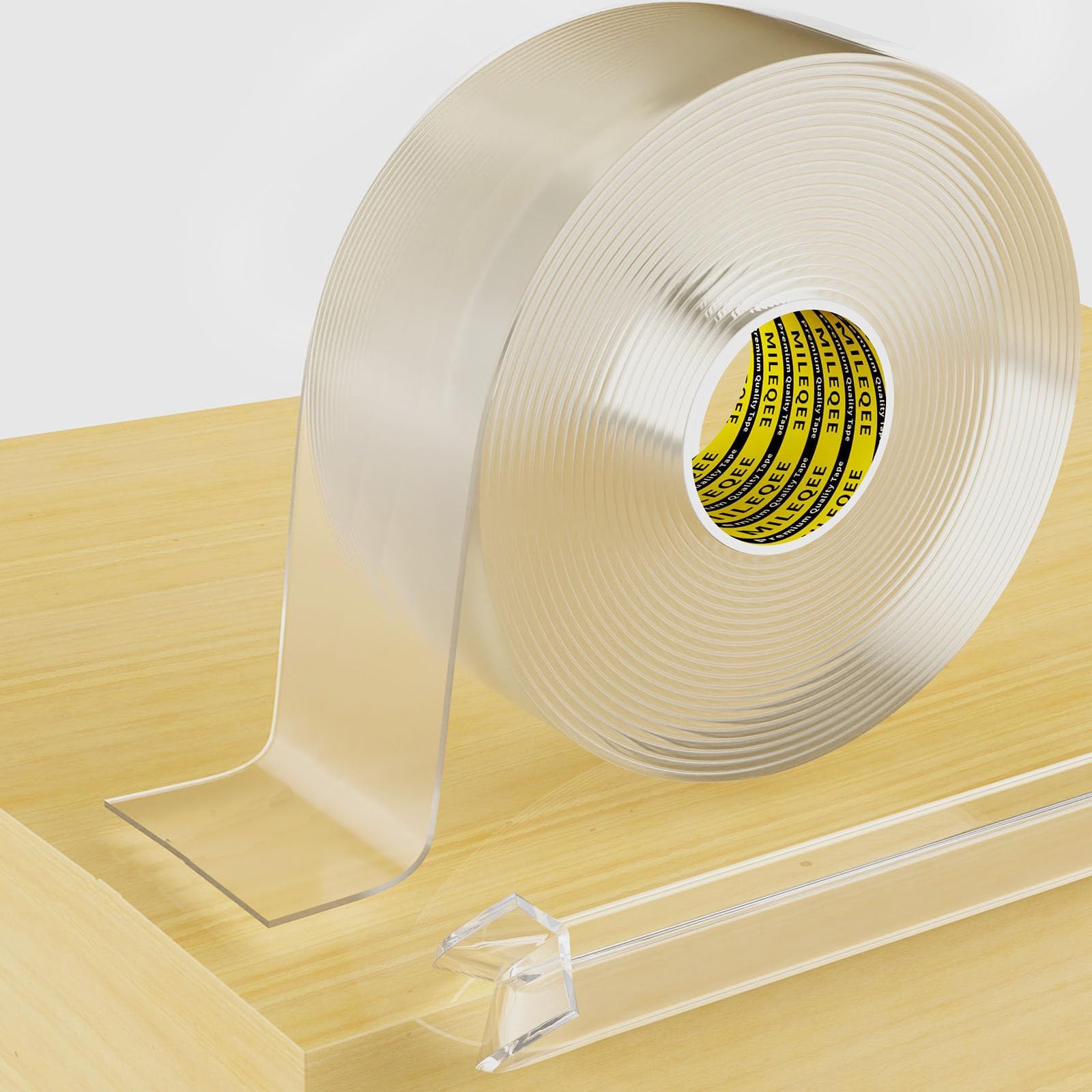 MILEQEE Clear Edge Protector Strip, 45mm×5m, Scharfe Kante Wrap Cover Tape, selbstklebend Schutz Stoßfänger Guards für Schrank Tür Schreibtisch Glas Tisch Bett Möbel, Küche Arbeitsplatte, wasserdicht