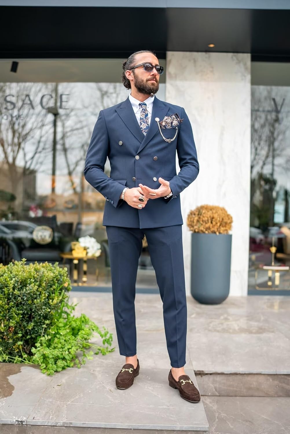 Men Suits 3 Piece Double Breasted Suit Men Slim Fit Blazer Jacket Pants Sets Wedding Prom Suit