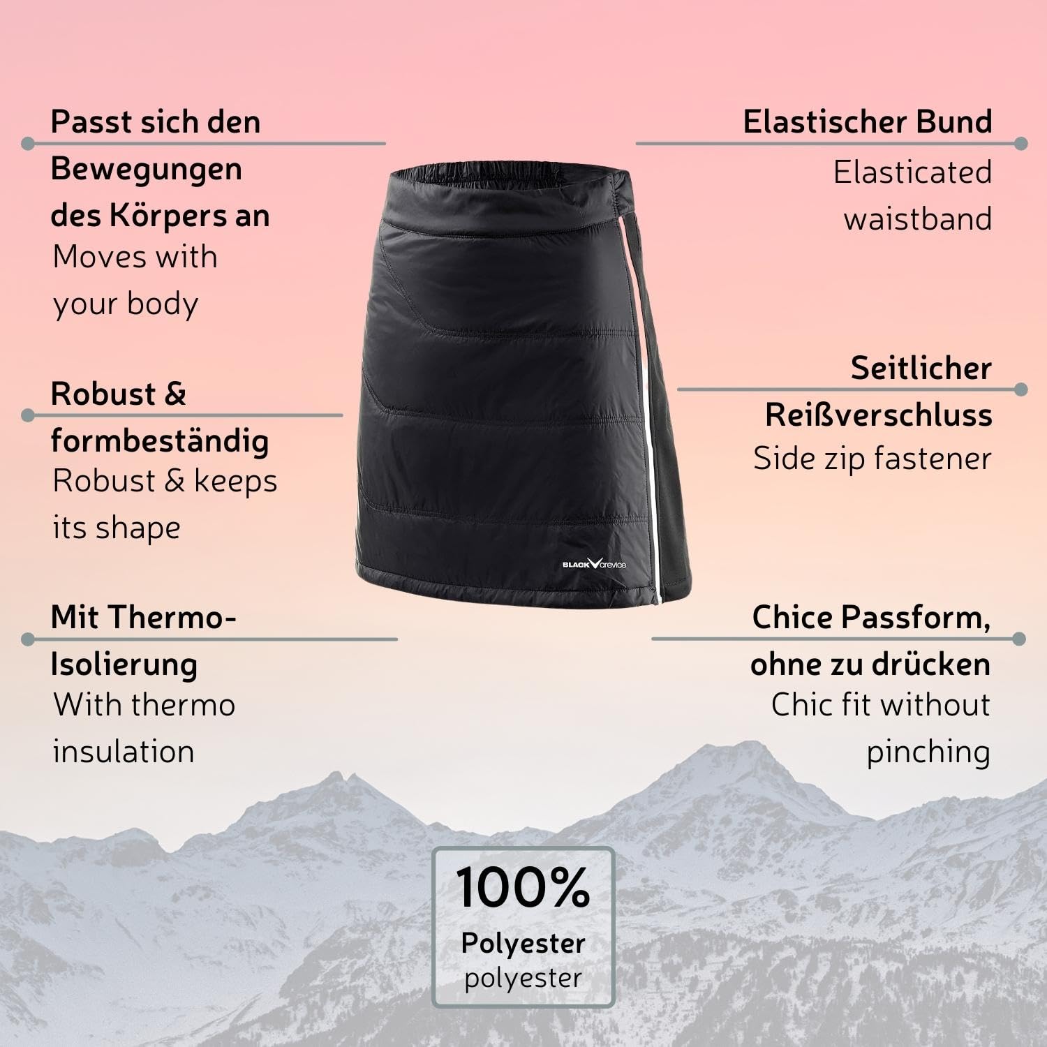 Black Crevice Damen Skirock Jupe de Ski Femme