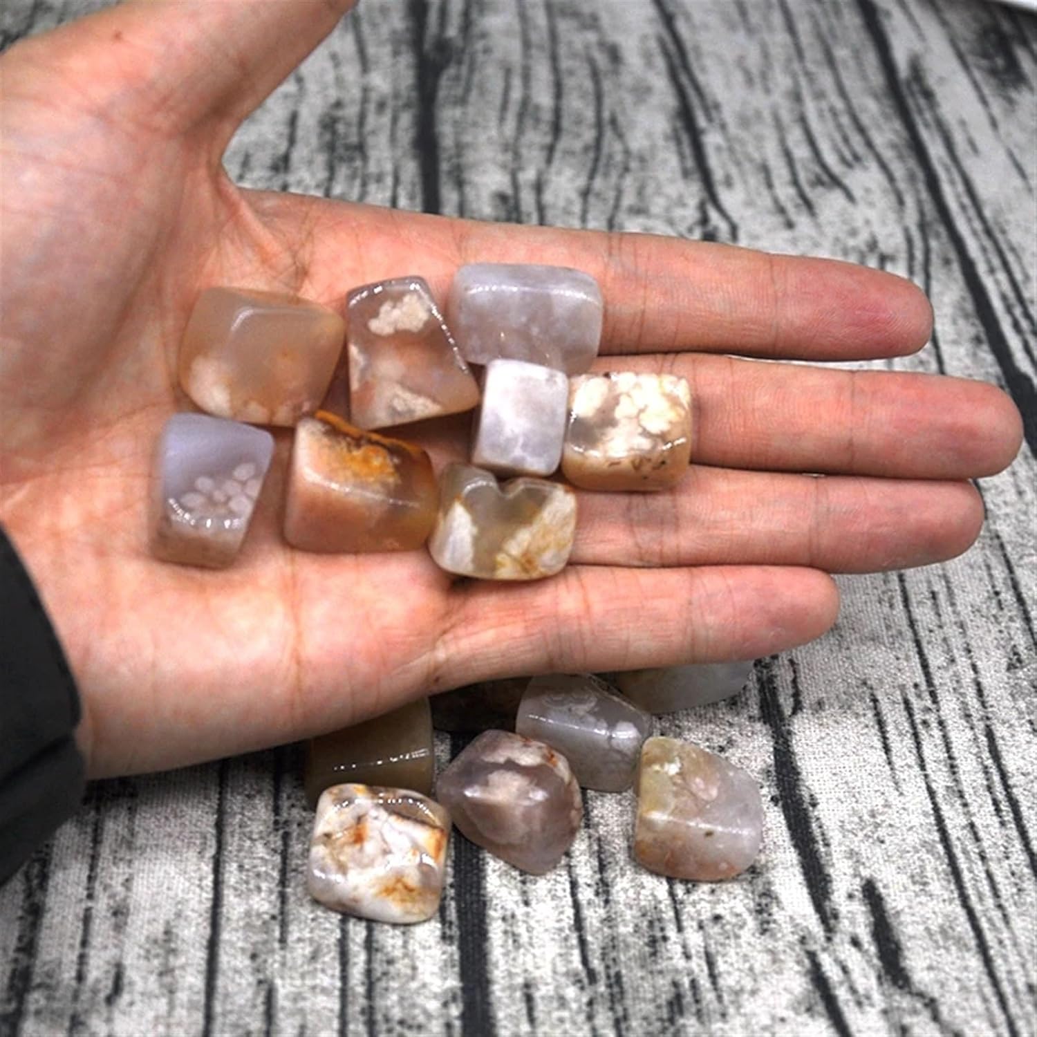 AtkitS Natural Natural Blossom Agate Gravel Specimen Size Irregular Tumbled Stone Reiki Healing Crystal Quartz Mineral Home Aquarium Decoration (Size : 500g)