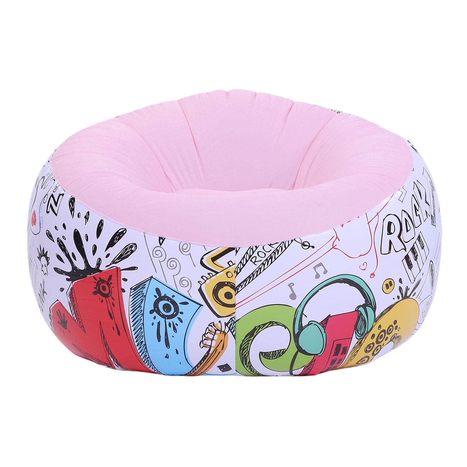 Chaise longue gonflable rose avec canapé ergonomique en PVC floqué pour salon