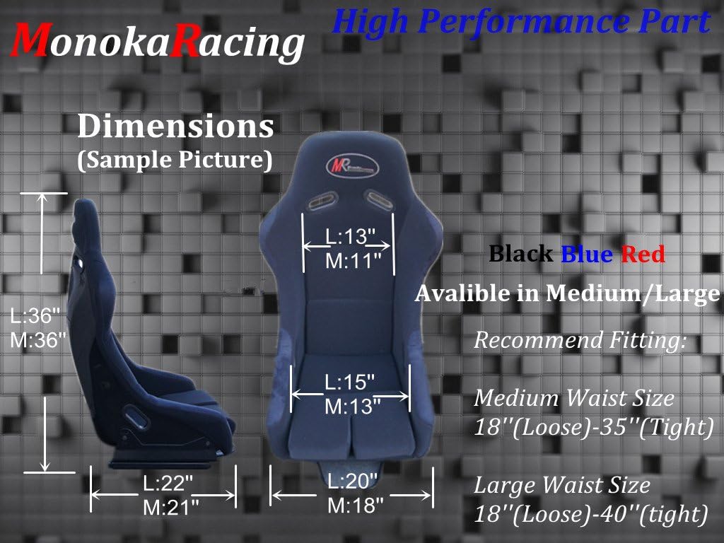 Brand New Red Clothing MonokaRacing MR Spec-E Pro Model Auto Sport Car Light Weight Black FPR Shell Bucket Sliding JDM Style Racing Seat With Gradient Cushion (Large Model)