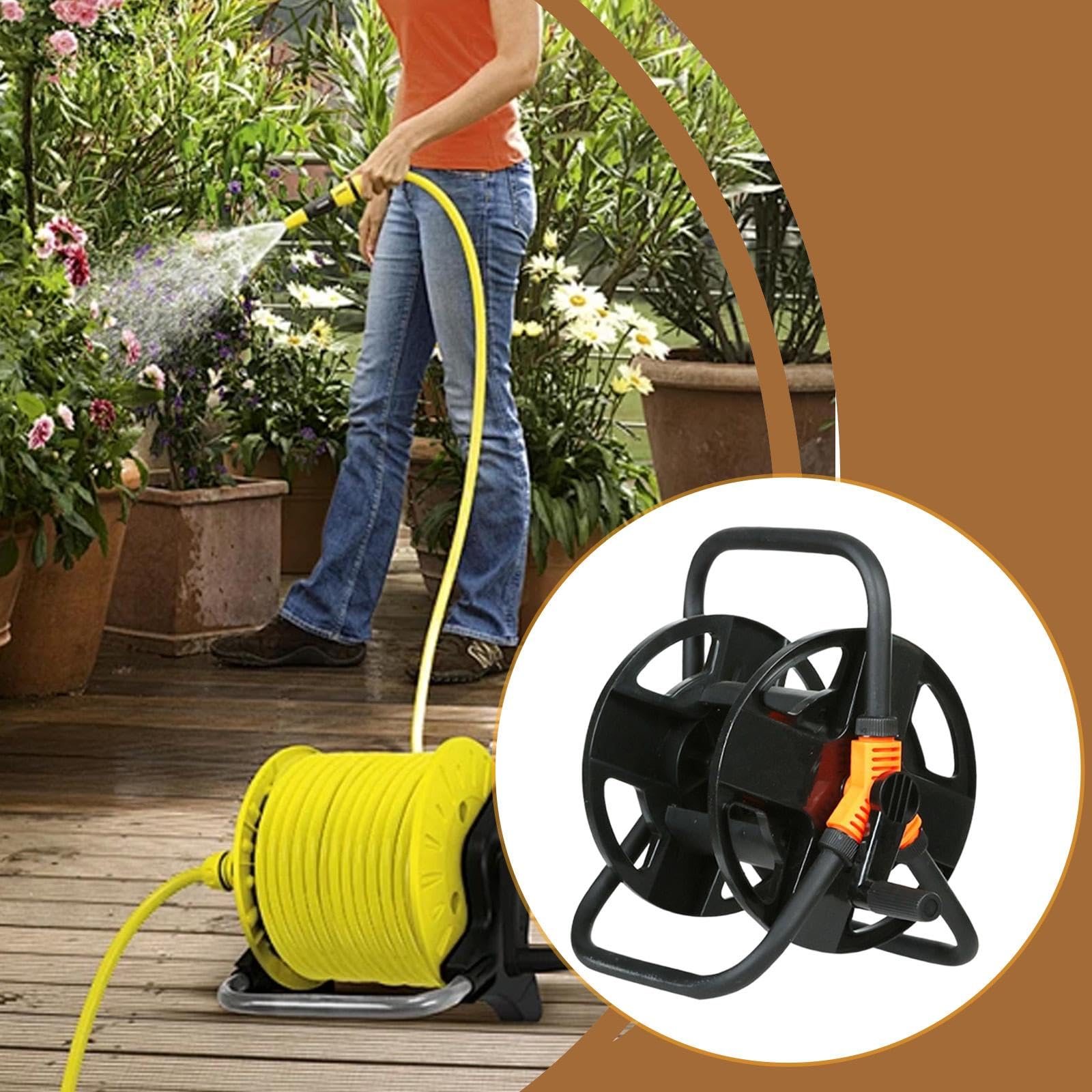 Schlauchtrommel Wagen Tragbarer Gartenschlauchhalter Wandmontage Gartenschlauchaufbewahrung Stabil Aus Pp Material für Gartenbewässerung Autowäsche Ha, Schwarz