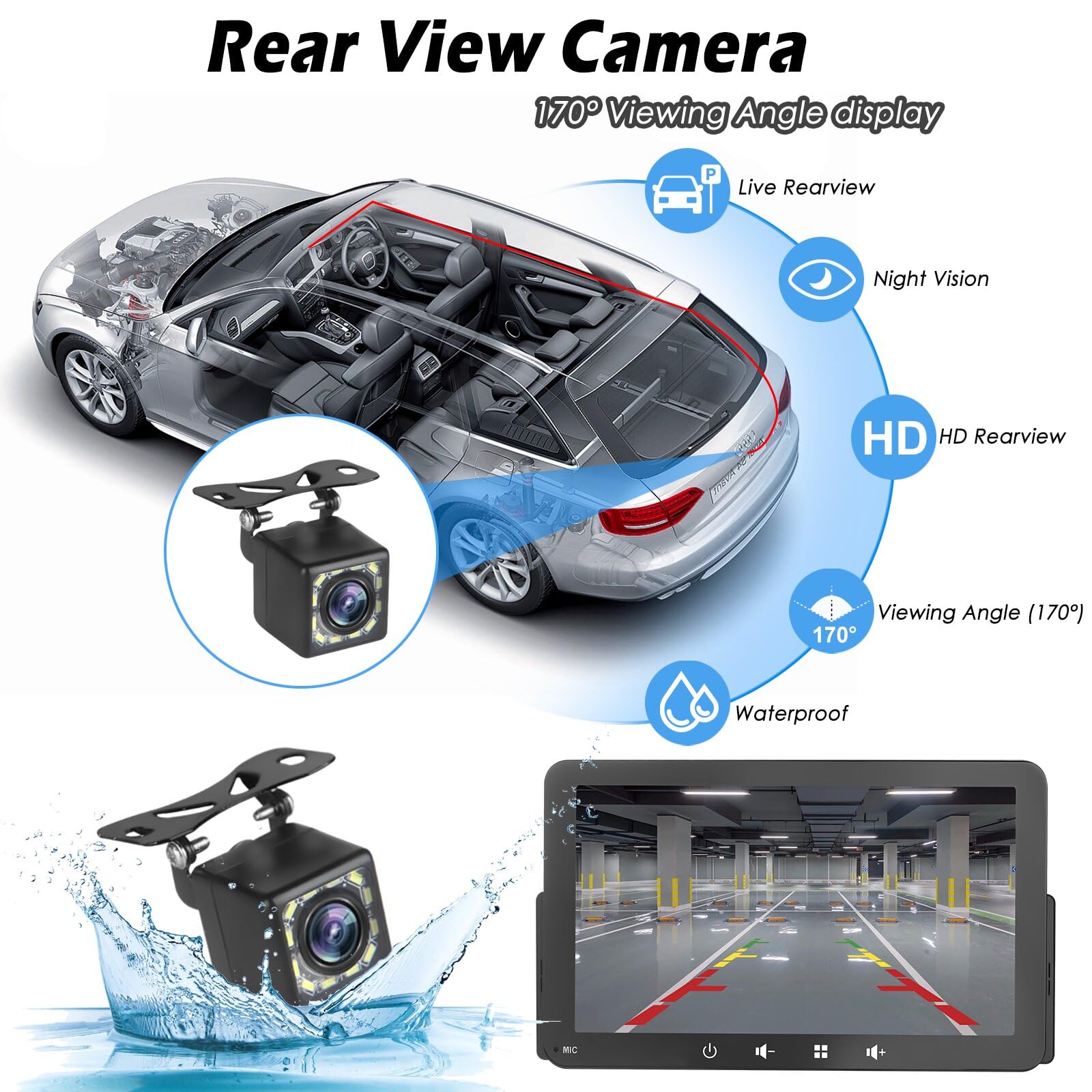 Autoradio 1 DIN Bluetooth avec sans Fil CarPlay et Android Auto - 7 Pouces HD Ecran Tactile Car Play Voiture Soutien PhoneLink iOS/Android/Radio FM/EQ - Wireless Autoradio avec Caméra de Recul