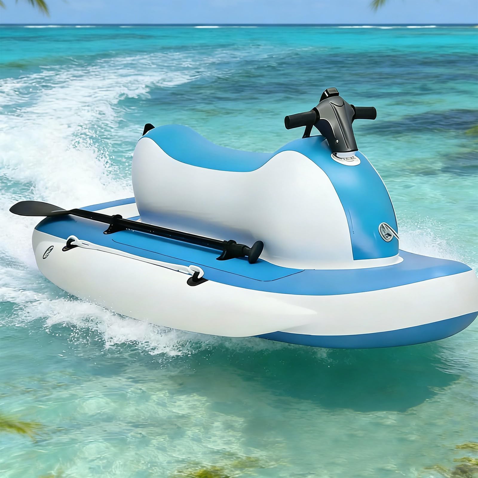 Barca Hinchable 2 Personas con Motor 500W Opcional para Agua Unpowered | 3 modos de uso, propulsión 500W/10A, diseño drop stitch plegable, doble control, exploración en lagos y costas