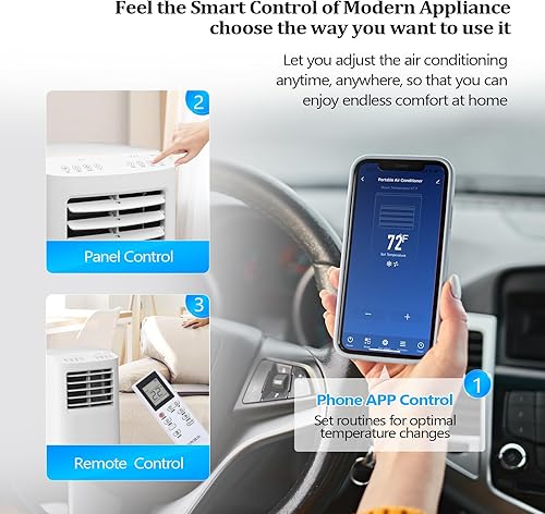 Miniatura 8 de ROVSUN Aire acondicionado portátil 4 en 1 de 13,000 BTU, calentador, deshumidificador, ventilador, para habitaciones de hasta 550 pies cuadrados,