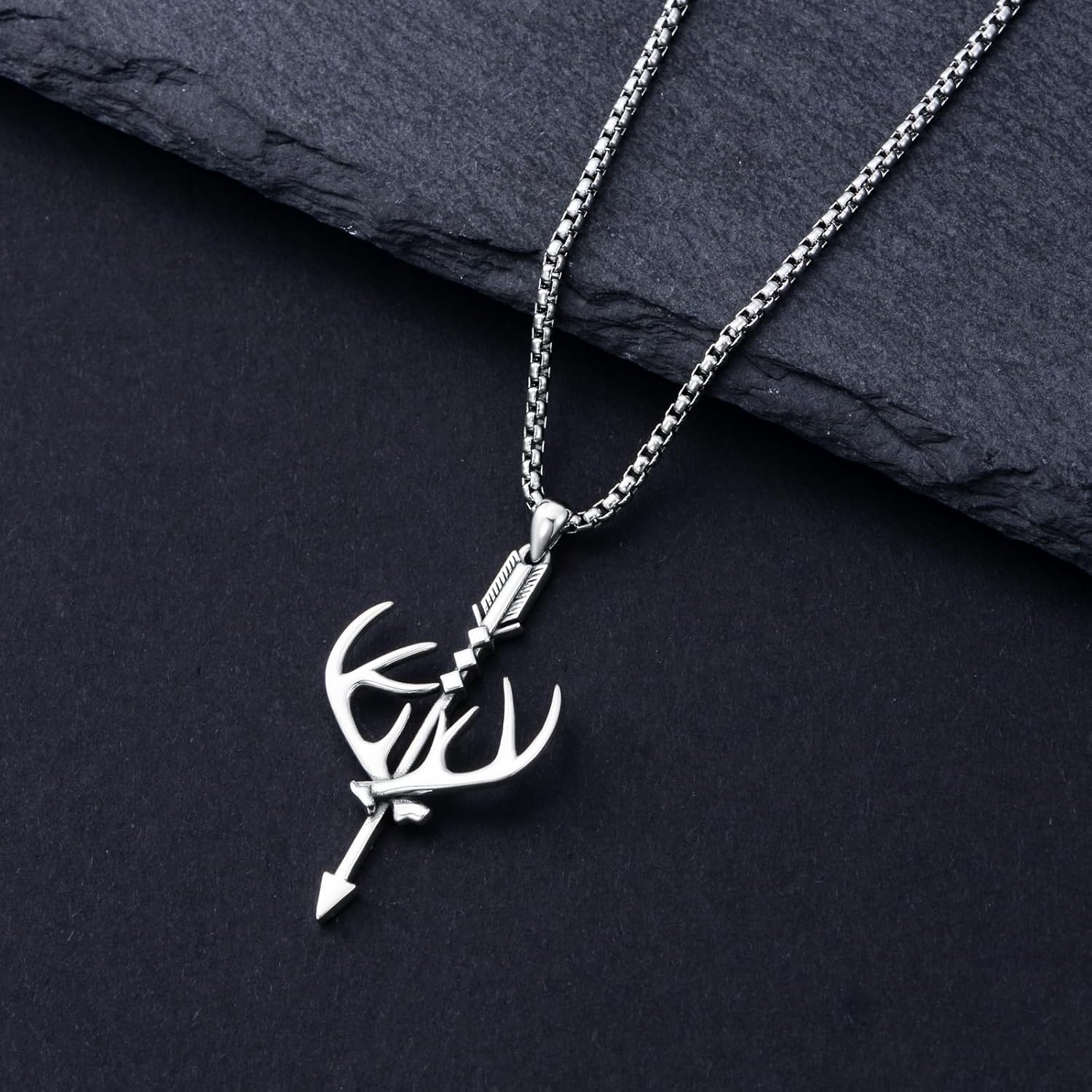 Cross Necklace for Men - 925 Sterling Silver Cross Deer Antler Fish Hook Pendant - Hunting Jewelry Gifts 22+2 - Image 4