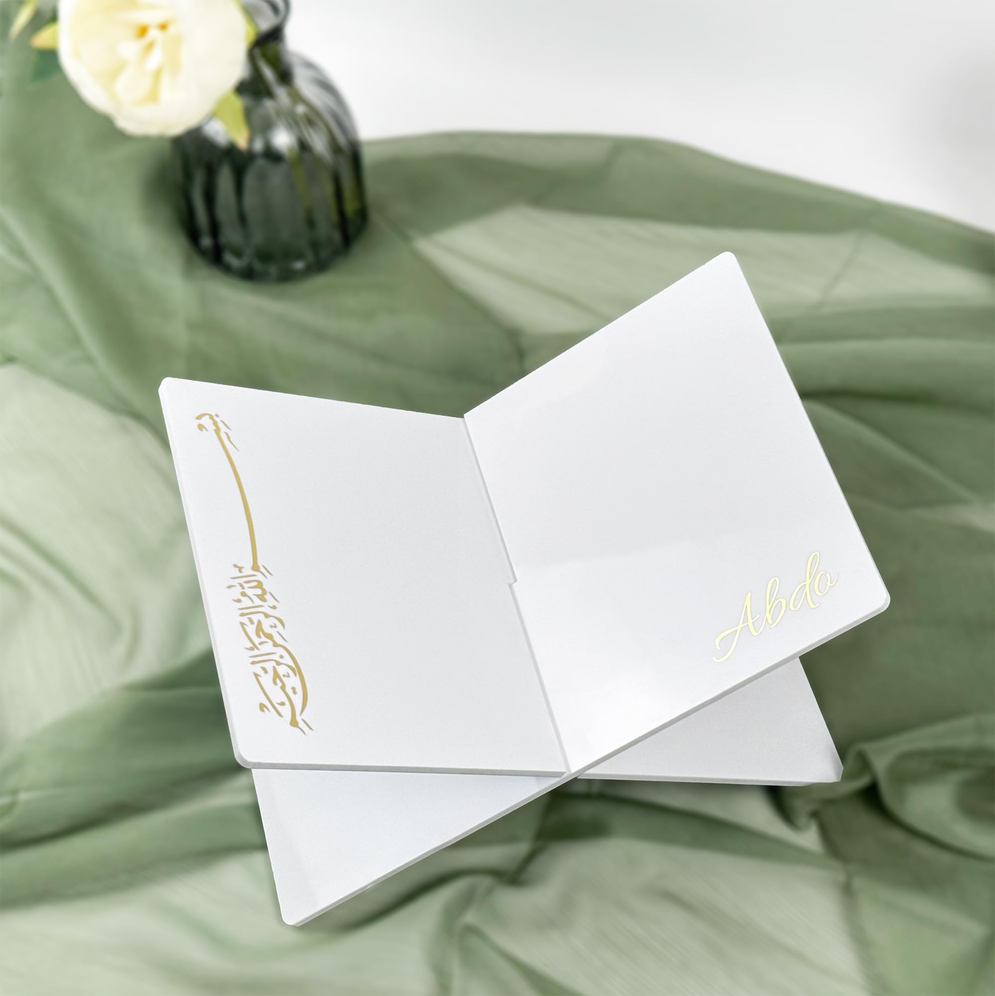 Support de Coran | Table de lecture coranique blanc et or - Cadeau islamique unique et élégant | Cadeau de mariage islamique - Cadeau Ramadan et Aïd
