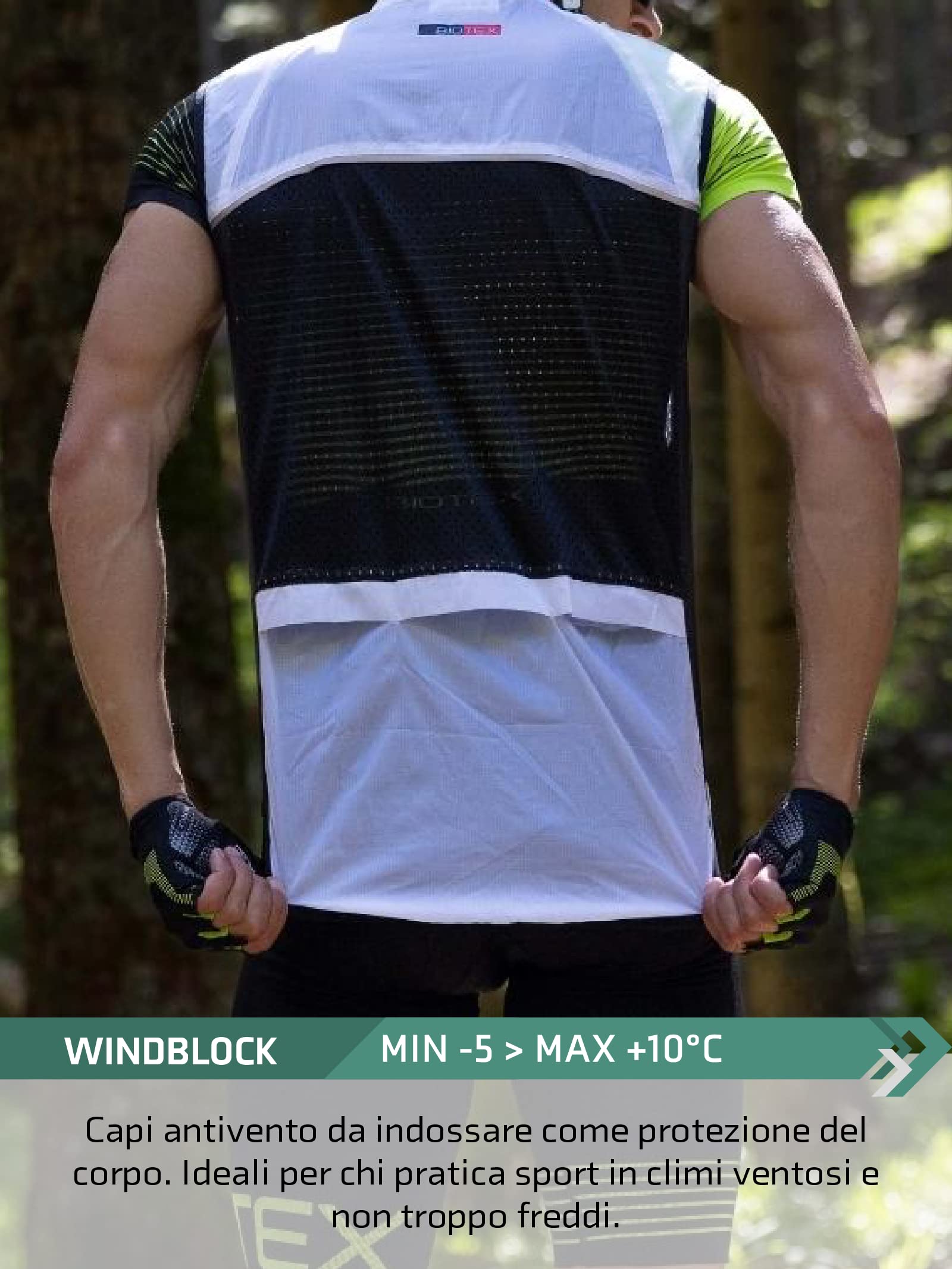 BIOTEX Gilet X-Light Unisex, Tessuto Ultraleggero Anti-Vento, Rete Posteriore Traspirante