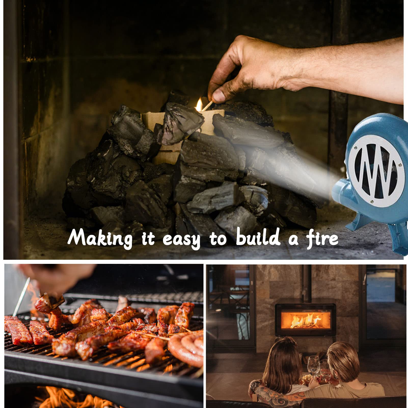 Wentylator do grillowania na świeżym powietrzu, ręczny grill narzędzie do rozrusznika do grilla, pikniku, biwakowania, wędrówek, przenośny sprzęt do gotowania