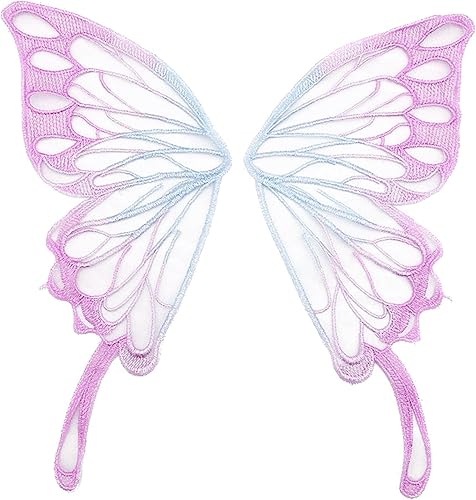 SuiGlory 1 par de apliques de encaje de mariposa, parches bordados para decoración de vestidos de novia (morado)