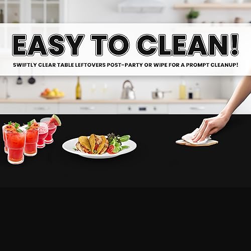 Miniatura 3 de Grandipity Mantel de plástico negro desechable (paquete de 6) manteles de plástico de 54 x 108 pulgadas para mesas rectangulares, manteles de fiesta