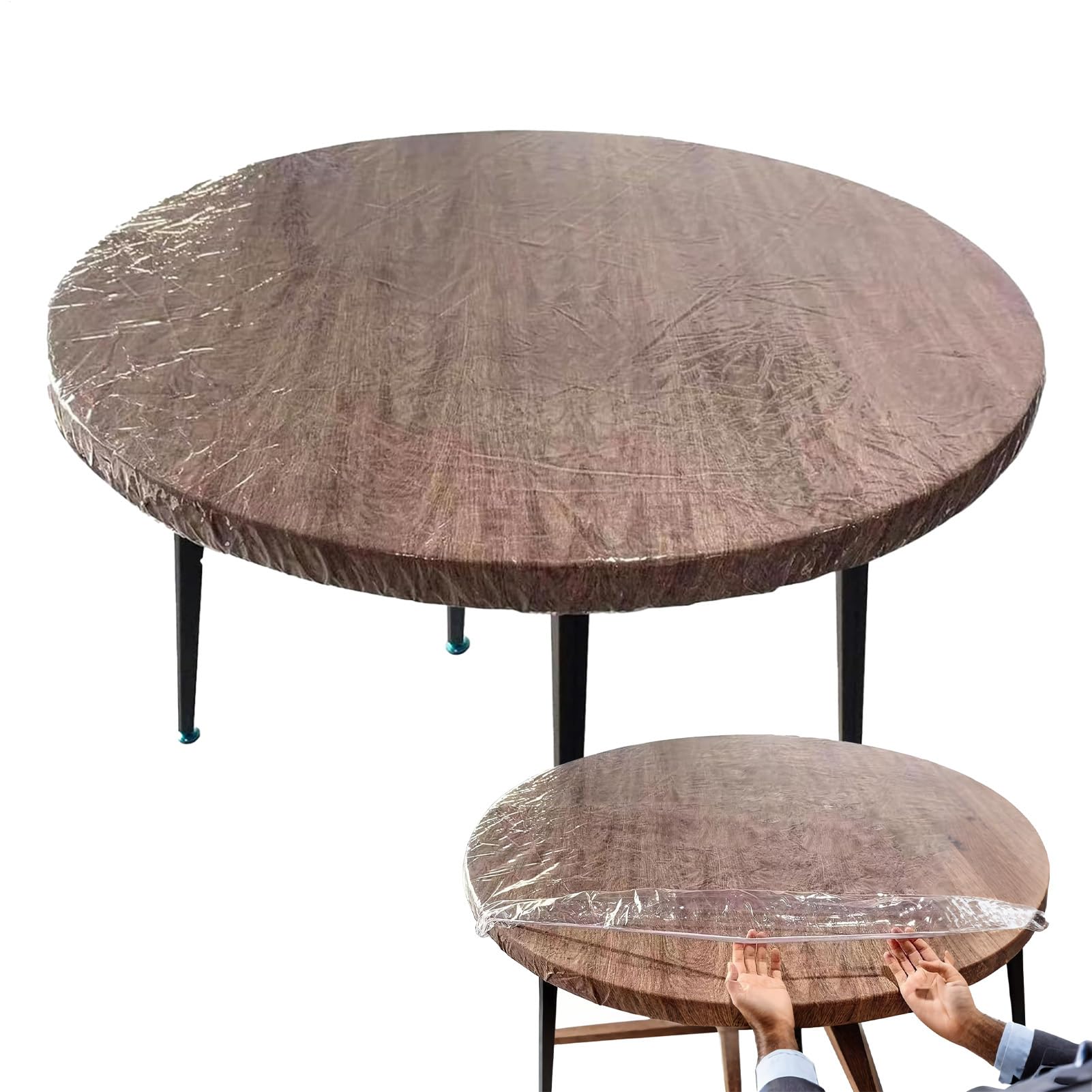 Nappe ronde PVC translucide de protection avec élastique pour table