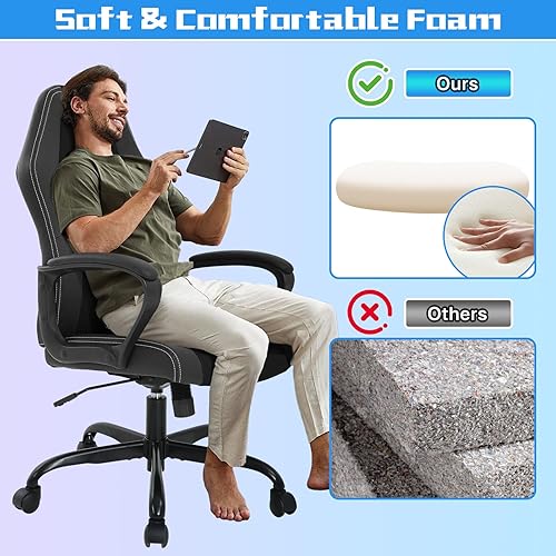 Miniatura 4 de Silla de juegos Silla de computadora de piel sintética con soporte lumbar Sillas de juego de altura ajustable Sillas de escritorio ergonómicas de