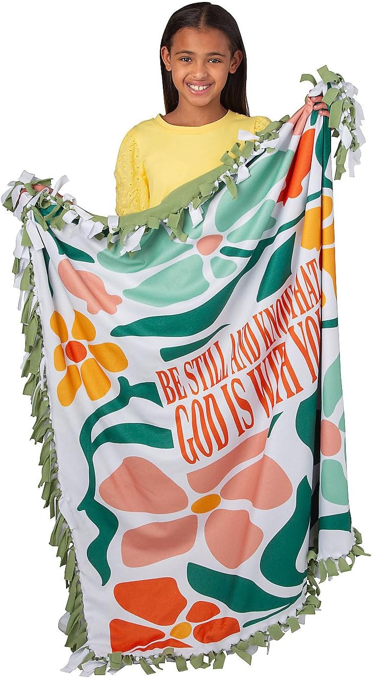 Fun Express 54" Religious Be Still & Know That God is with You Fleece Tied Throw Craft Kit - Makes 1