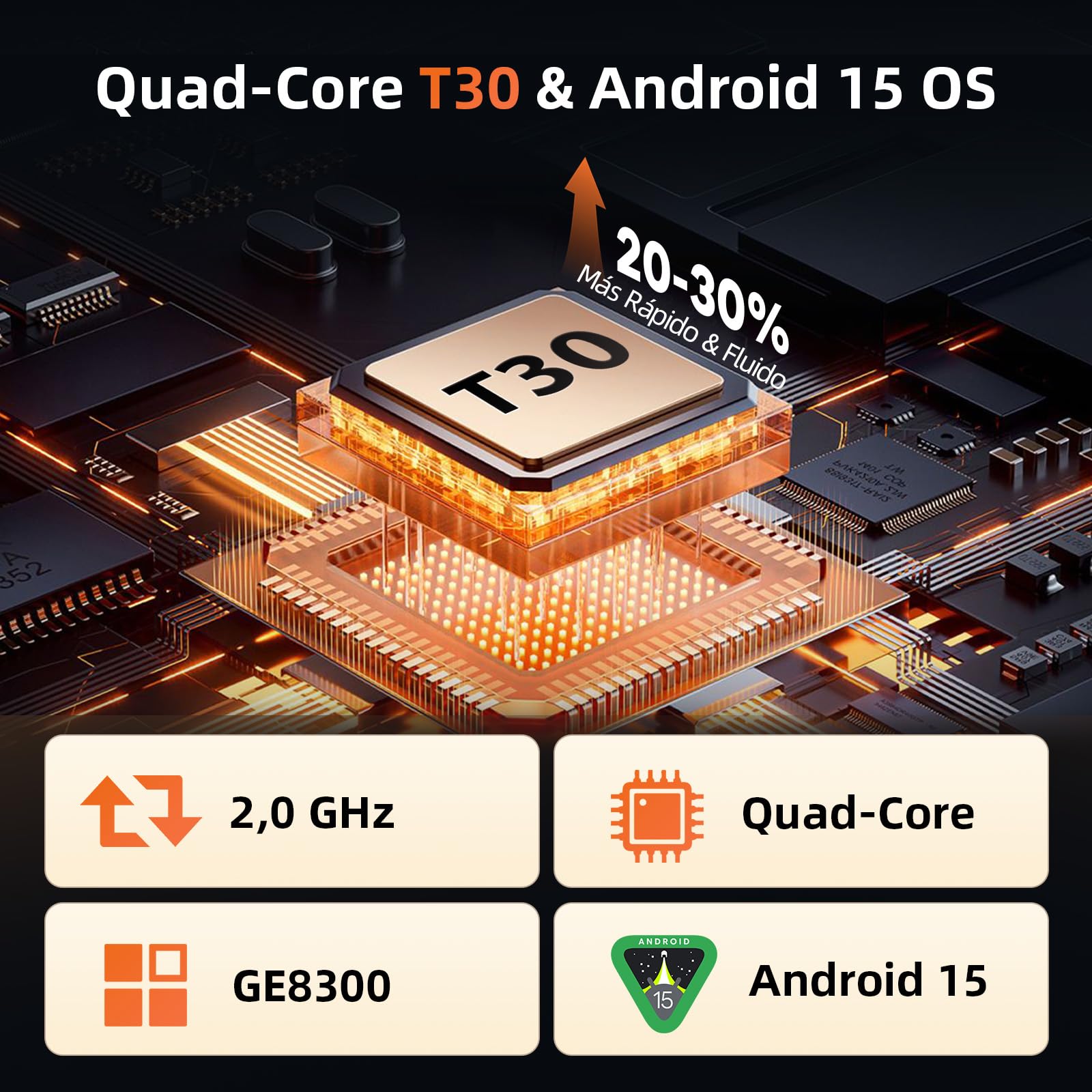 Tablet 10 Pulgadas, Tableta Android 15 con Funda, Unisoc T30 Quad-Core, 18 GB RAM + 128 GB ROM + 1 TB TF, Pantalla HD IPS 1280x800, Cámara Dual 5MP + 8MP, 6000 mAh, WiFi 6, BT 5.0, Widevine L1 (K302) — view 2