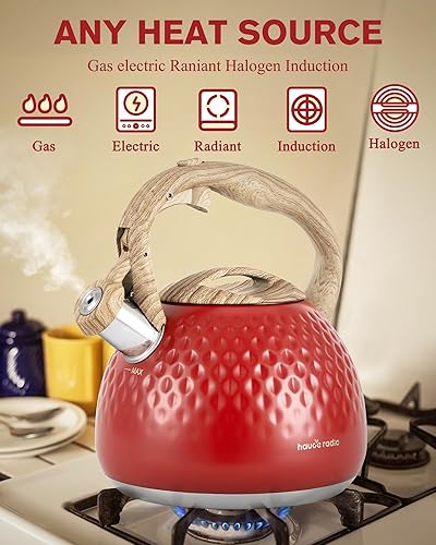 Miniatura 3 de Tetera de 2.5 cuartos de galón, silbato fuerte, hervidor de agua de acero inoxidable de grado alimenticio para estufa con mango ergonómico