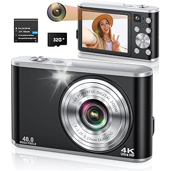 Digital Camera 4K 64MP Auto Focus Video Camera with Dual Lens