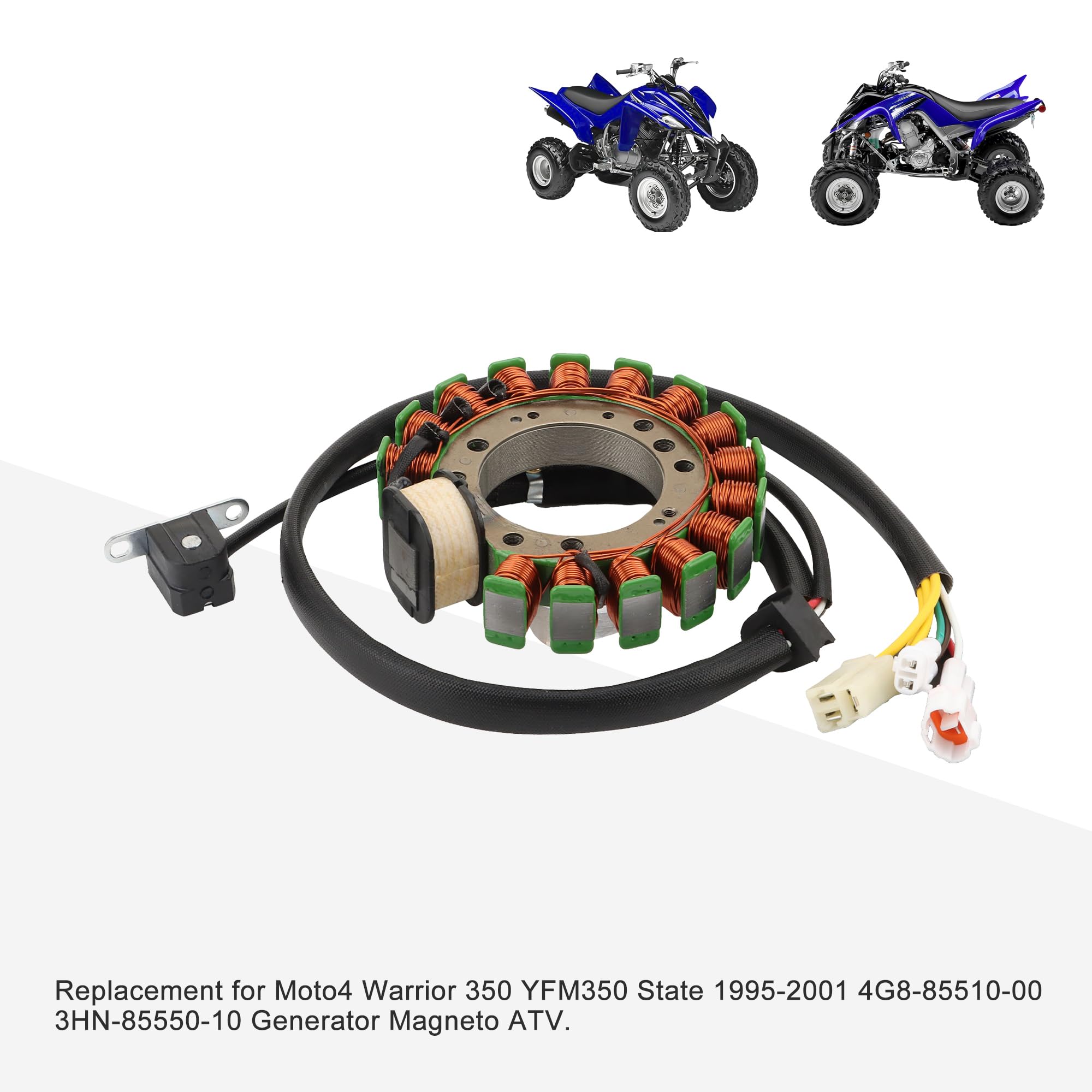 GOOFIT Bobina Estator Reemplazar Para Moto4 Warrior 350 YFM350 State 1995-2001 4G8-85510-00 3HN-85550-10 Generator Magneto ATV
