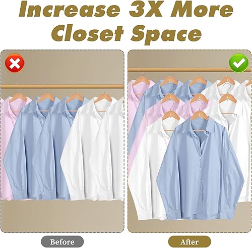 Miniatura 4 de 40 ganchos para colgar la ropa, de metal dorado, duraderos, de acero inoxidable, para colgar en cascada, diferentes perchas de tela, ahorran espacio