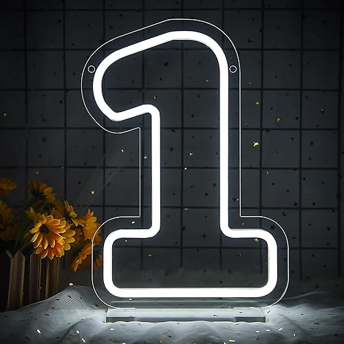 Miniatura 2 de Letrero de neón número 1, luces de neón con luz LED de un número, luz número uno para boda, cumpleaños, fiesta, aniversario, regalos de número,