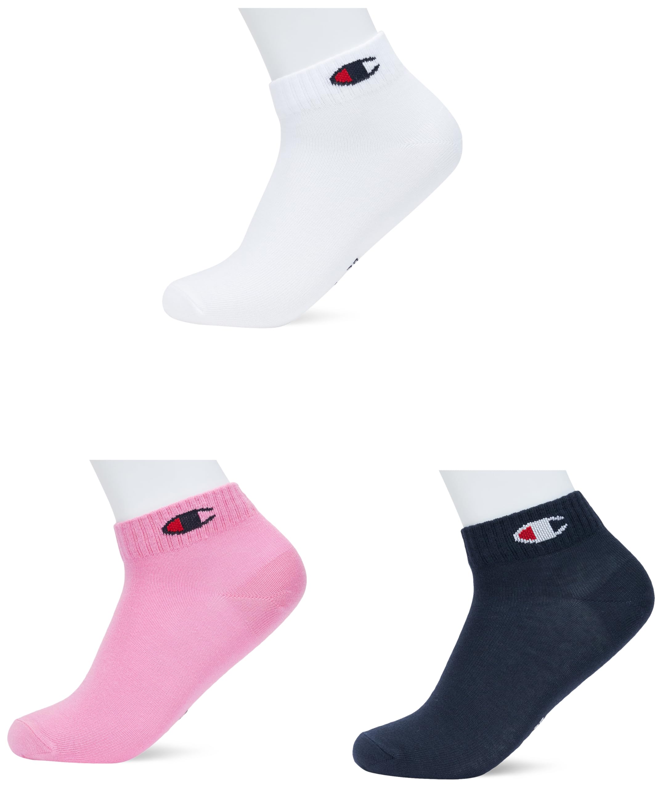 Champion Pink Accessories Basics 3Pk Quarter Socks, 3 Uk