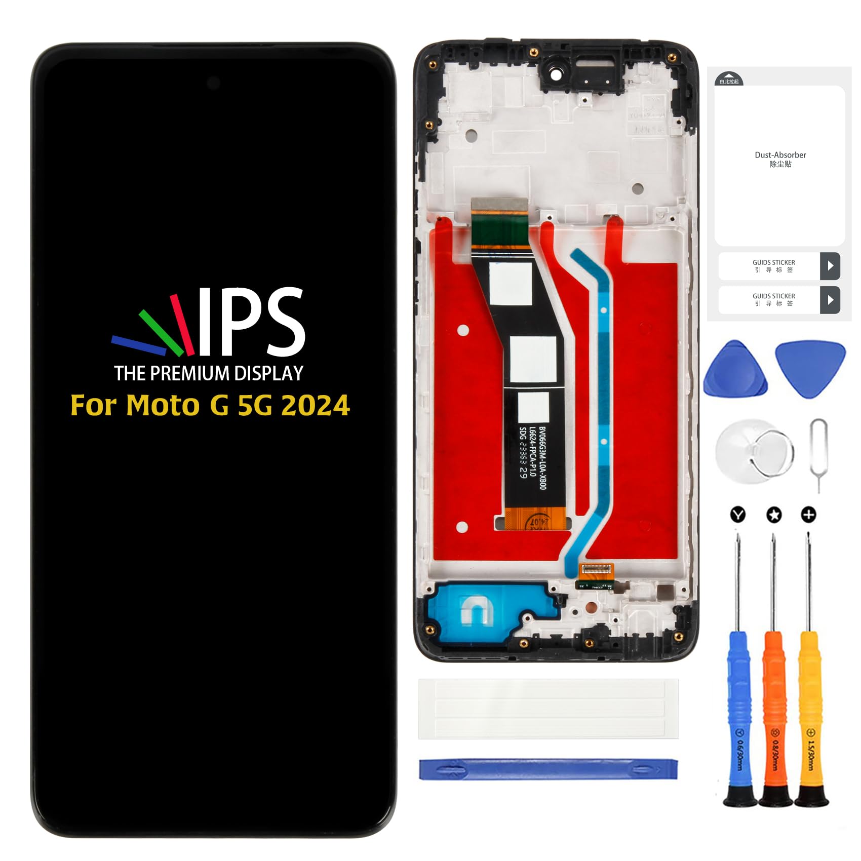 A-MIND for Moto G 5G 2024 6.6" LCD Screen Replacement with Frame (Black) – Original Display Assembly for XT2417 XT2417-1 XT2417D Touch Digitizer Full