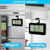 Vista 5 de Paquete de 4 termos digitales impermeables para refrigerador, termómetro digital para congelador, pantalla LCD grande con gancho para cocina, hogar