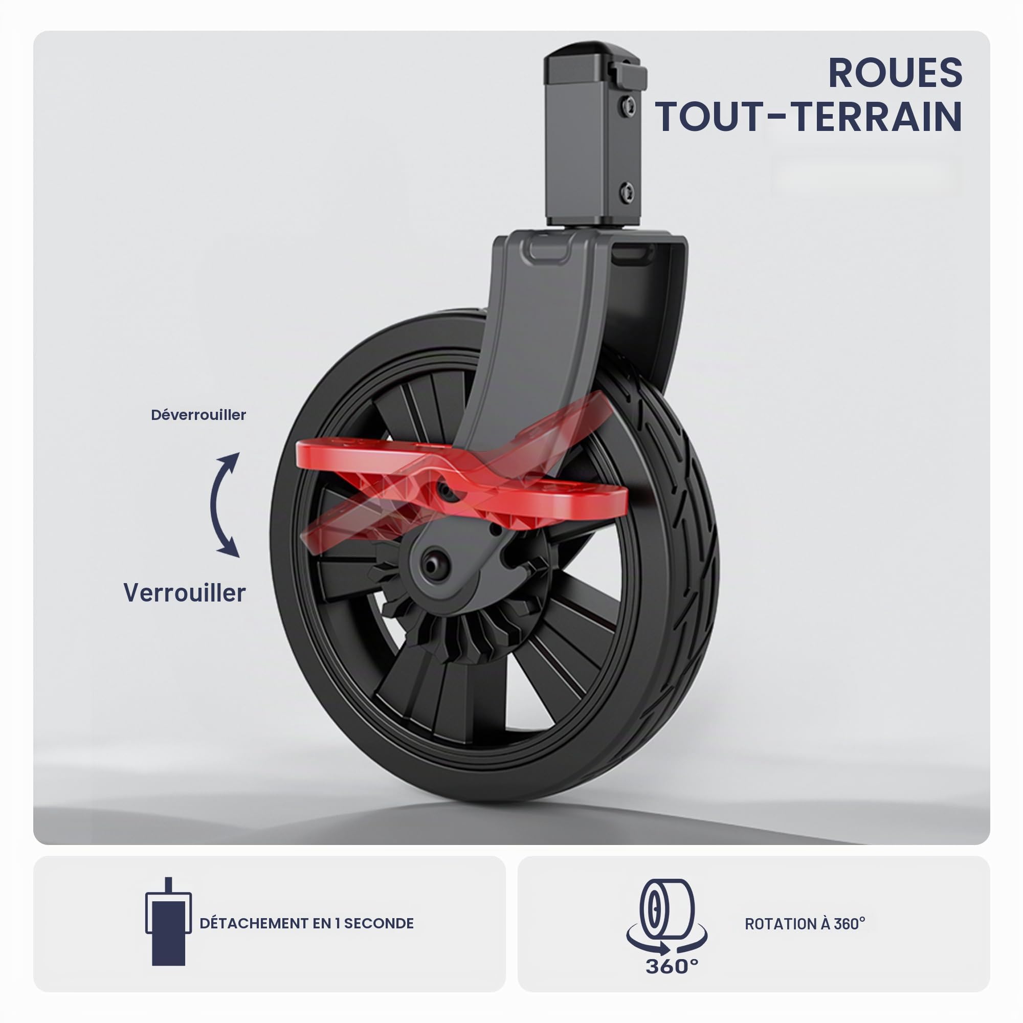 EVER ADVANCED Chariot de Transport Pliable Pousser&Tirer avec Frein, Panier à provisions, Porte-gobelets, Poche latérale, Chariot de Plage jusqu'à 100kg pour Camping, Plage, Courses