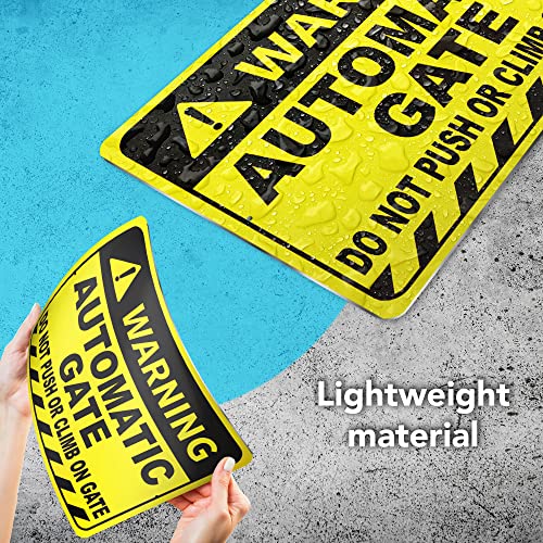 Automatic Gate Sign, 8x12 Aluminum Do Not Push or Climb on Gate Signs, Easy Install, Weatherproof