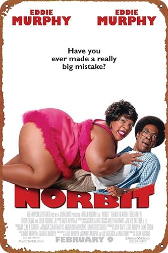 Norbit - Póster de película divertido y novedoso letrero de metal retro para decoración de pared para el hogar, puerta, jardín, bares, restaurantes,
