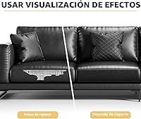 Vista 4 de Cinta de reparación de piel de 3 x 60 pulgadas, parche autoadhesivo de reparación de piel para sofás, muebles, asiento del conductor (color negro)