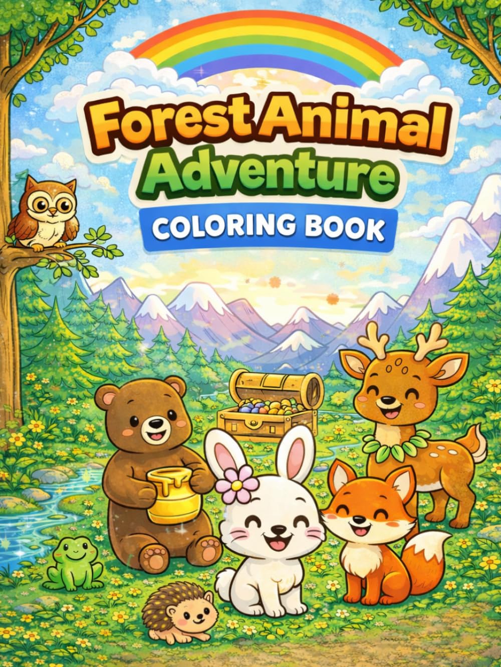 Forest Animal Adventure Coloring Book: Coloring Book with Story Pages, Cute Animals, Easy Coloring Pages