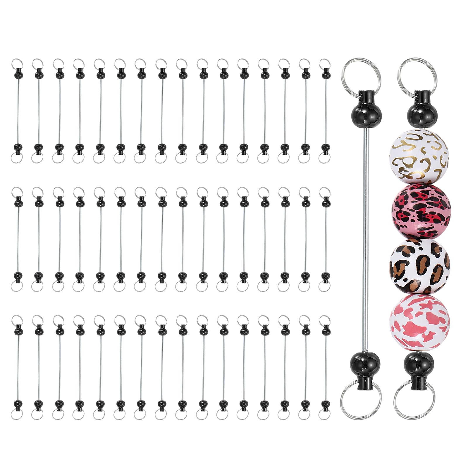 Porte-clés à perles vierges noir PATIKIL en métal robuste pour bijoux artisanaux durables
