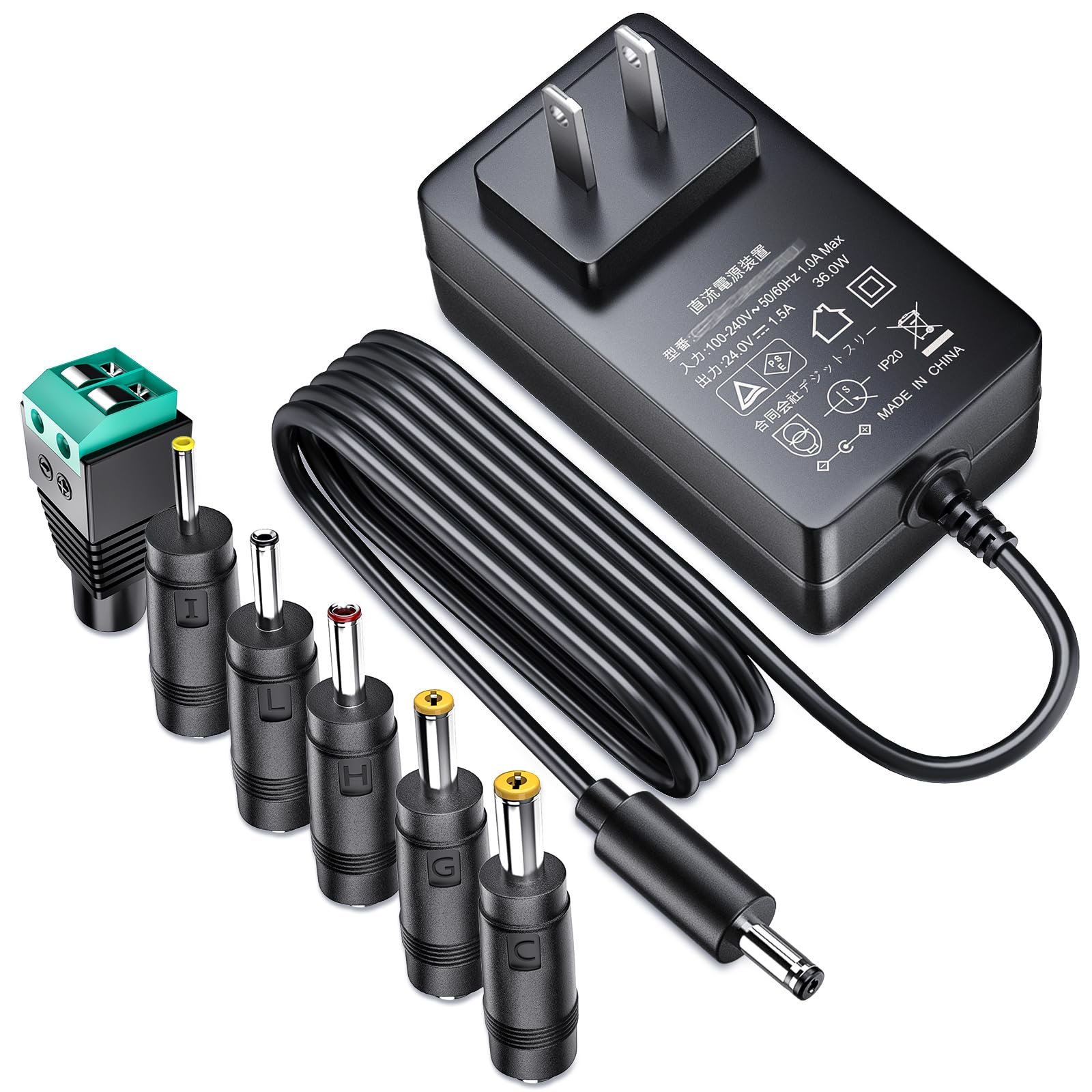 Amazon | SoulBay ACアダプター 24V 1.5A 電源アダプター AC100-240V 
